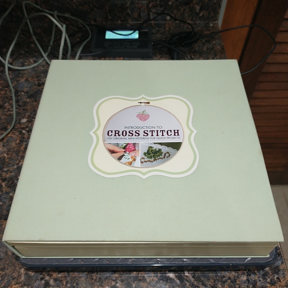 NEW Spice Box Introduction Crossstitch Kit, Book, Needles, Threads & Hoop